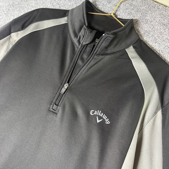 Callaway Mens Golf Pullover Black Gray 1/4 Zip Long Sleeve L Activewear - Picture 1 of 8